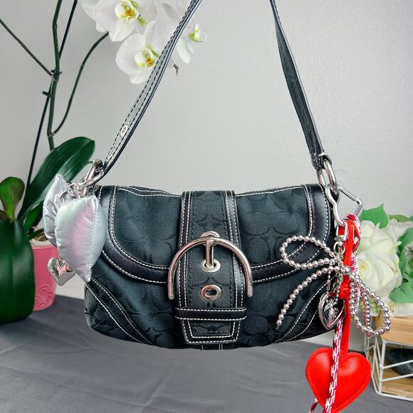 Coach Handbags - Coach Vintage Soho Signature Flap Shoulder Bag Black 10296